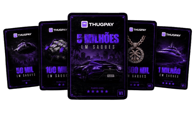 Placas de Premiação ThugPay — 50 mil, 100 mil, 500 mil, 1 milhão e 5 milhões em saques